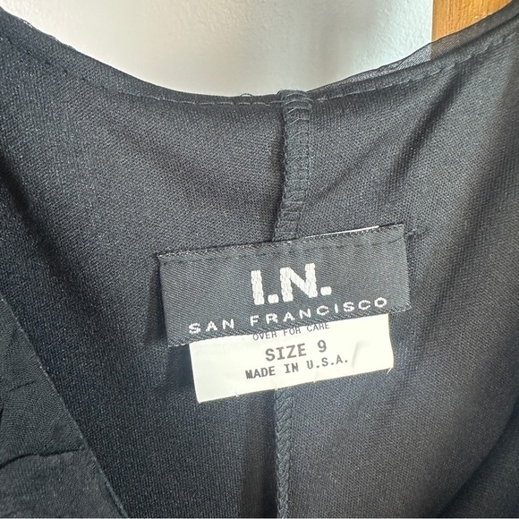 Vintage I.N. San Francisco Black y2k Slip Midi Dress sz 9 - Picture 5 of 6